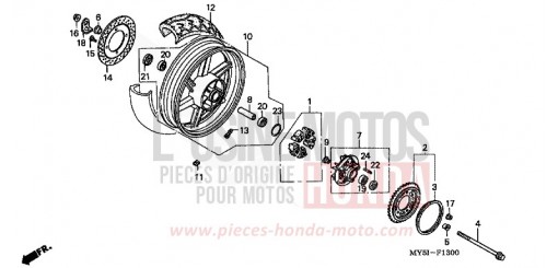 ROUE ARRIERE CB500S2 de 2002